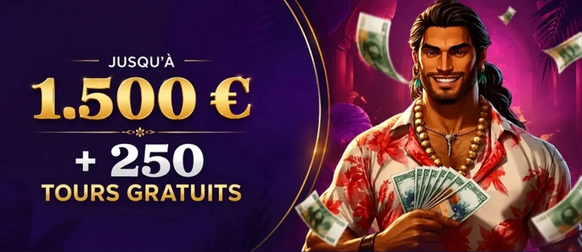 Pack de bienvenue Gambloria Casino : jusqu'à 1 500 € + 250 tours gratuits